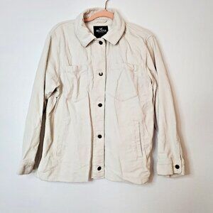 Hollister Women's Shacket Size M Corduroy Cream Layering Piece Loose Fit